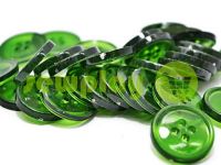 Button plastic four-shock, color transparent green, packing 25 pcs