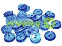 Button plastic two-shock, color transparent blue, packing 25 pcs