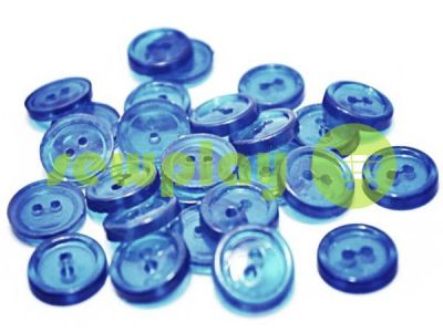 Button plastic two-shock, color transparent blue, packing 25 pcs sku 2402