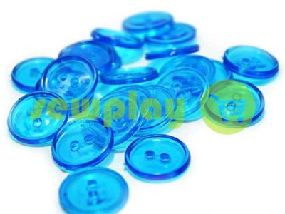 Button plastic two-shock, color transparent light-blue, packing 25 pcs sku 2403