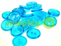 Button plastic two-shock, color transparent light-blue, packing 25 pcs