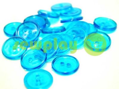 Button plastic two-shock, color transparent light-blue, packing 25 pcs sku 2405