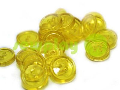 Гудзик пластиковий двох-ударний, колір прозорий жовтий, упаковка 25 шт арт 2414