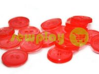 Button plastic two-shock, color transparent red, packing 25 pcs