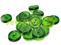 Button plastic two-shock, color transparent green, packing 25 pcs