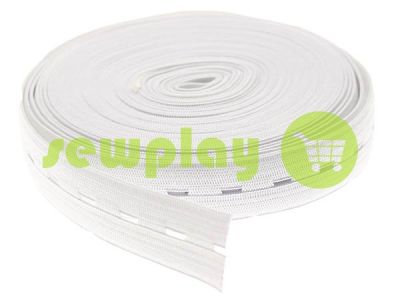 Elastic band textile white perforated 20 mm thick, 30 m sku 1278