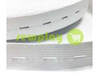 Elastic band textile white perforated 20 mm thick, 30 m sku 1278