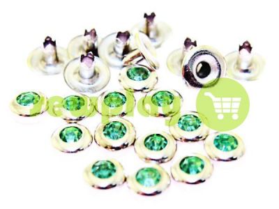 Holniten with stone lightgreen unilateral 7 mm nickel, 100 pcs sku 2710