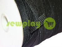 Elastic band textile black 10 mm standard, roll 100 m