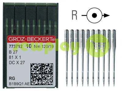 Голки промислові Groz-Beckert B27/81X1/DCX27/DCX1 RG 120/19 для оверлока універсальні